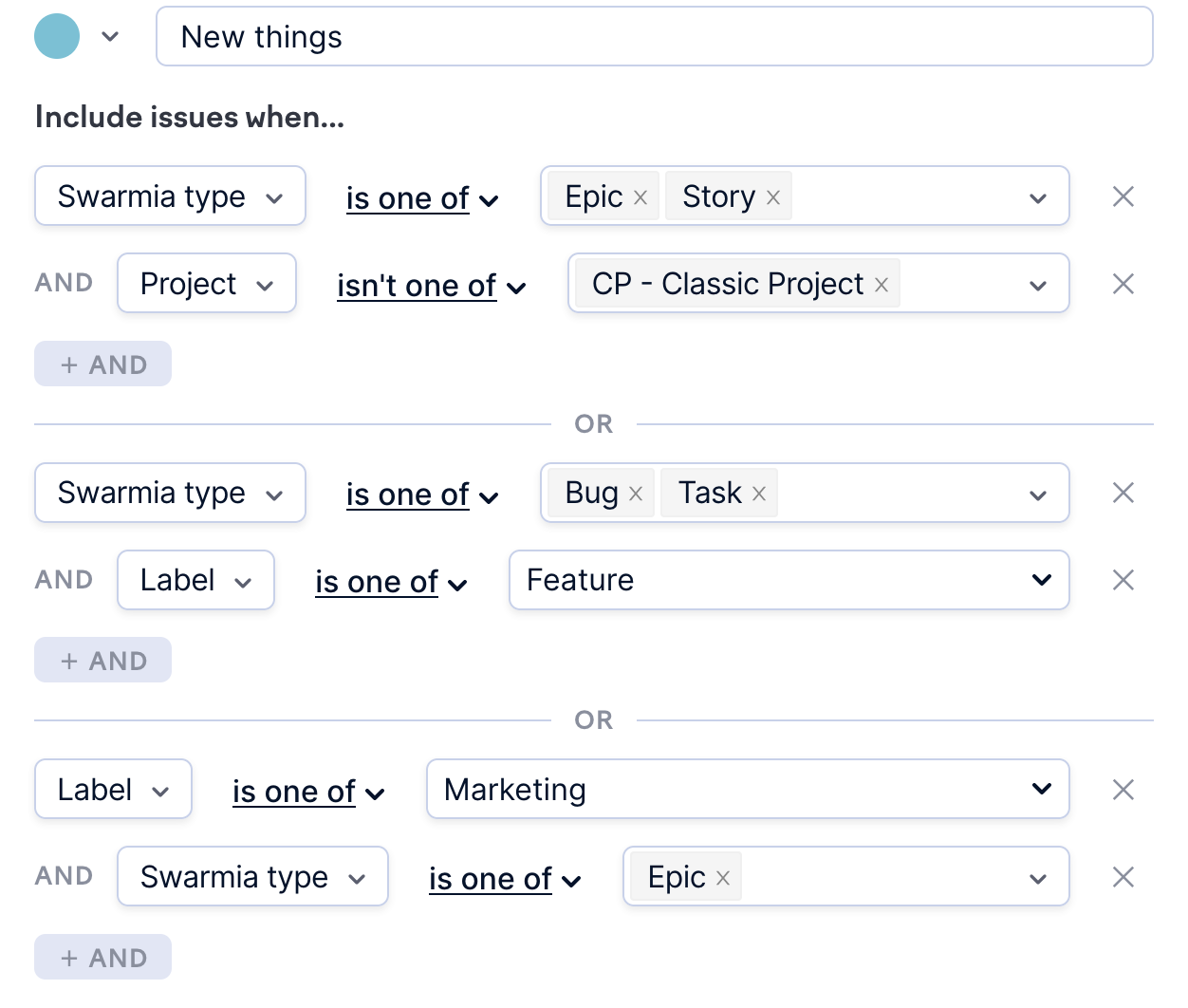Swarmia - Investment categorization filter advanced